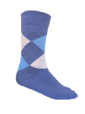 Herren Socken blau kariert 4er Pack GOTS