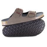 Vegetarian Shoes Vegane Sandale - Two Strap Sandal Fake Suede (Stone)